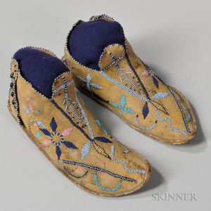 Apache Pictorial Beaded Hide Moccasins
