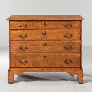 Tiger Maple Chest of Four Drawers