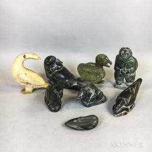 Eight Contemporary Canadian Inuit Soapstone Sculptures
