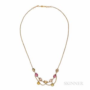 Art Nouveau Gold Gem-set Necklace