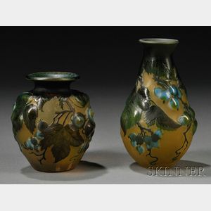 Two Galle Cameo Glass Vases