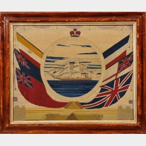 Woolwork Picture of a British Sailing Ship