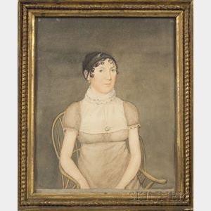 American School, 19th Century Portrait of a Woman Seated in a Windsor Chair.