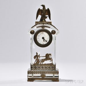 Brunier Dore Bronze-mounted Crystal Mantel Clock