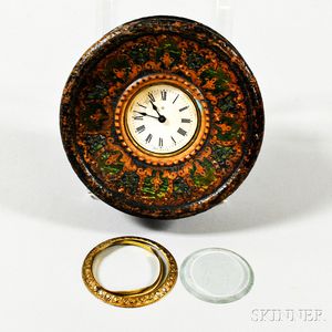Carved, Painted, and Pyrography-decorated Desk Clock