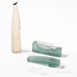 Two Naomi Shioya Art Glass Sculptures