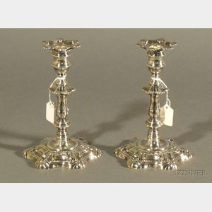 Pair of George IV Weighted Silver Candlesticks