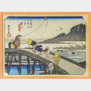 Small Framed Woodblock After Hiroshige
