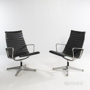 Two Ray (1912-1988) and Charles Eames (1907-1978) for Herman Miller Aluminum Group Lounge Chairs