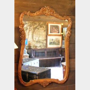 Rococo-style Carved Wood Mirror.