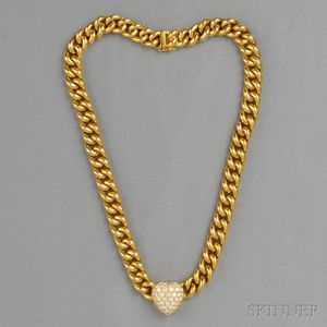 18kt Gold and Diamond Heart Necklace