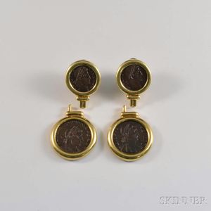 18kt Gold and Ancient Roman-style Coin Earclips