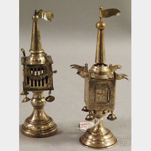 Two Silver-plated Tower-form Besamin Box Spice Containers