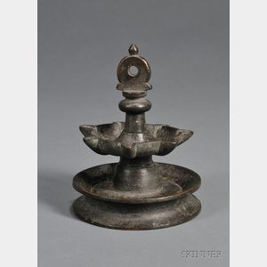 Rare Early Bronze Shabbat Lamp