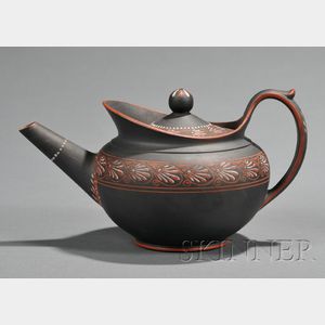 Wedgwood Encaustic Decorated Black Basalt Teapot and Cover
