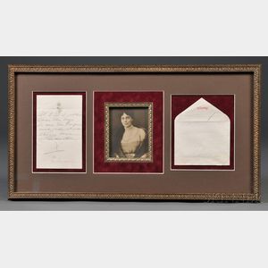 Framed Note with Photograph of Grand Duchess Xenia Alexandrovna