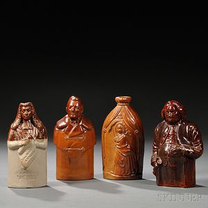 Four Doulton Stoneware Figural Flasks