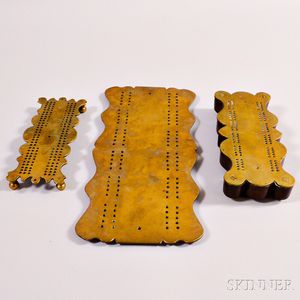 Three Shaped Brass Cribbage Boards