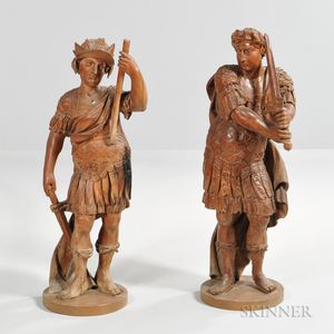 Pair of Continental Carved Wood Figures