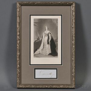 Engraving of Queen Victoria and Her Signature