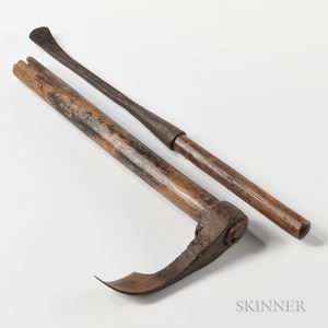 Two Iron-bladed Timber Tools