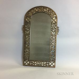 Neoclassical-style Cast Brass and Glass Mirror