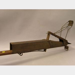Stencil Decorated Wood and Iron Handheld &#34;The Automatic Corn Planter,&#34;