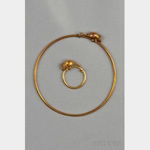 18kt Gold Bangle and Ring, Asprey