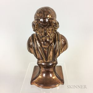 Copper Lustre Ceramic Bust of Seneca