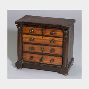 Miniature Empire-style Rosewood and Satinwood Chest of Drawers