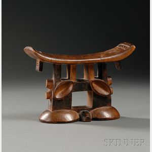 African Carved Wood Headrest