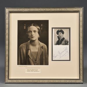 Framed Photograph of Grand Duchess Irina Alexandrovna and Signature of Felix Yusupov