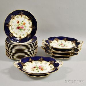 Set of Nineteen Hand-painted Dishes