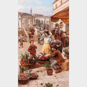 Antonio Paoletti di Giovanni (Italian, 1834-1912) Venetian Flower Seller