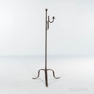 Wrought Iron Adjustable Rushlight and Candleholder