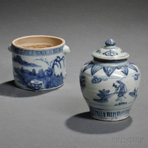 Two Blue and White Vessels