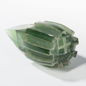 Vladimira Klumpar (Klumparova) Sea Chamber Green Art Glass Sculpture