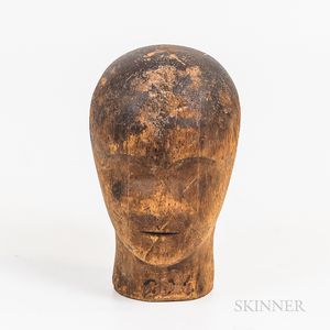 Carved Pine Milliner's Head