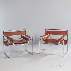 Two Marcel Breuer (Hungarian/American, 1902-1981) by Cassina Wassily Chairs