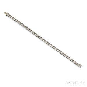 Art Deco Platinum and Diamond Line Bracelet