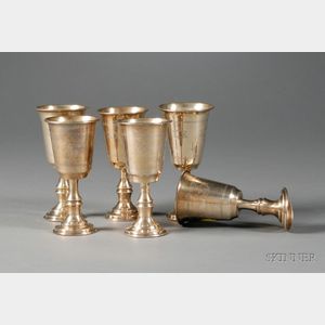 Set of Six British Sterling Silver Kiddush Cups