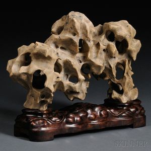 Scholar's Rock on Wood Stand