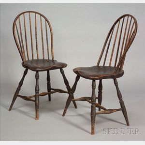 Pair Brown-painted Windsor Side Chairs