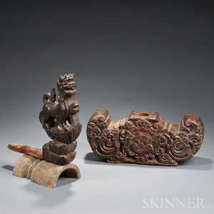 Two Carved Wood Architectural Elements