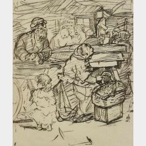 Jerome Myers (American, 1867-1940) The Immigrants. Signed (in pencil) l.r., monogrammed in the plate and with chop mark. Etch...