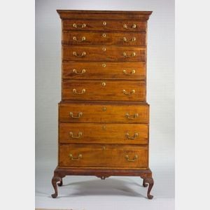 Queen Anne Tiger Maple Chest-on-chest on frame