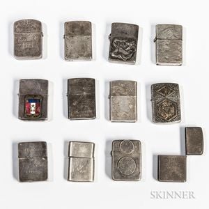 Twelve Silver World War II Silver Lighters