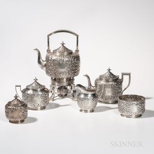 Six-piece Kennard & Jenks Sterling Silver Tea Service