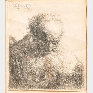 Rembrandt van Rijn (Dutch, 1606-1669) Bust of an Old Man with a Flowing Beard: The Head Bowed Forward; The Left Shoulder Unshaded