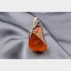 18kt Gold, Amber, and Diamond Pendant, Andrew Grima
